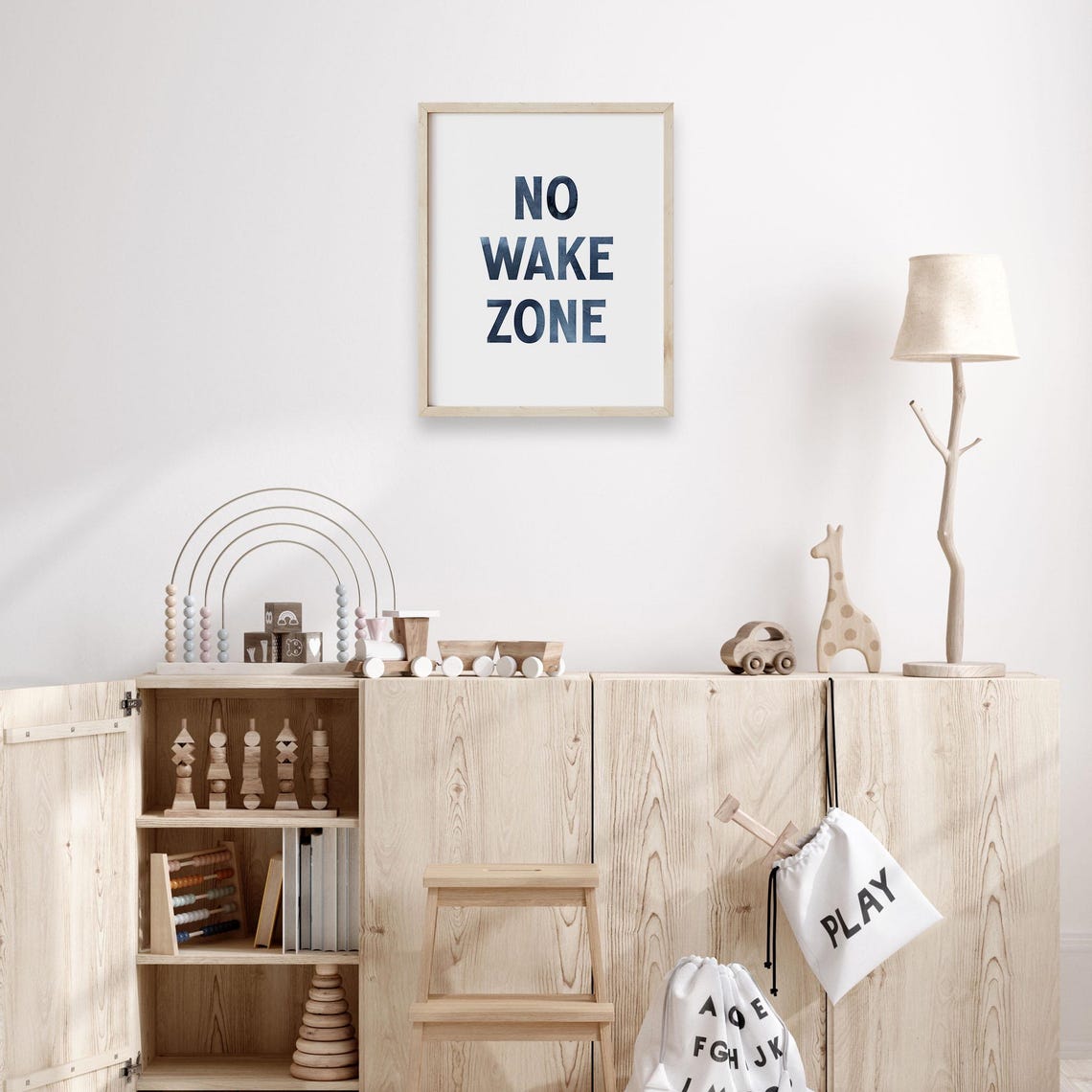 No Wake Zone Navy Watercolor Typography Nautical Nursery Sign Poster - Image 3