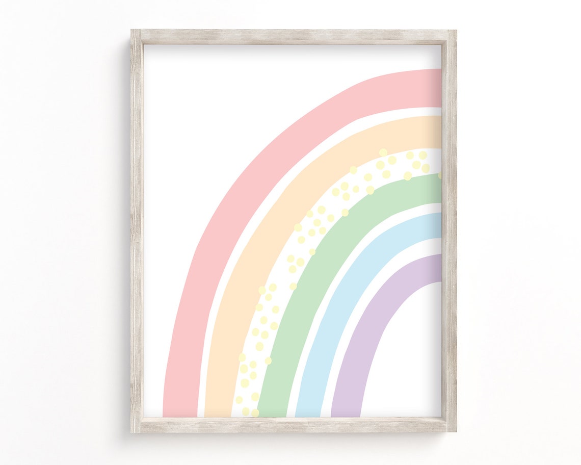 Pastel Rainbow Wall Art Boho Rainbow Nursery Decor Split Half Rainbow Baby Room Decor Kids Playroom Poster Print - Image 2