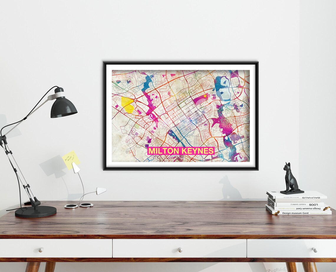 Milton Keynes Map Watercolor Street Map Art Print - Image 3