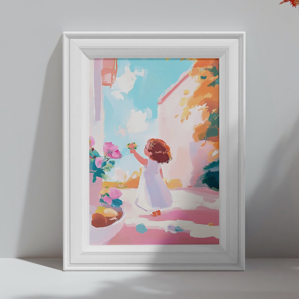 Pastel Childhood Nostalgia Art Playful Artwork Nursery Room Print Adorable Kids Poster Cute Child Poster Pastel Kids Wall Art Flowers - Image 4