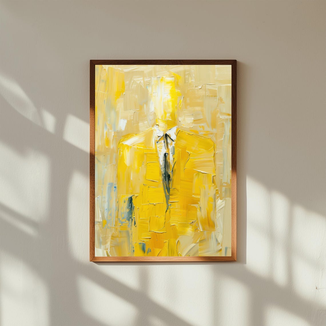 Abstract Expressionist Yellow Figure Palette Knife Modern Art Poster