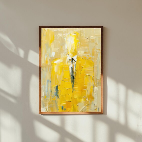 Expressionist Wall Art Print Bold Abstract Figure In Yellow