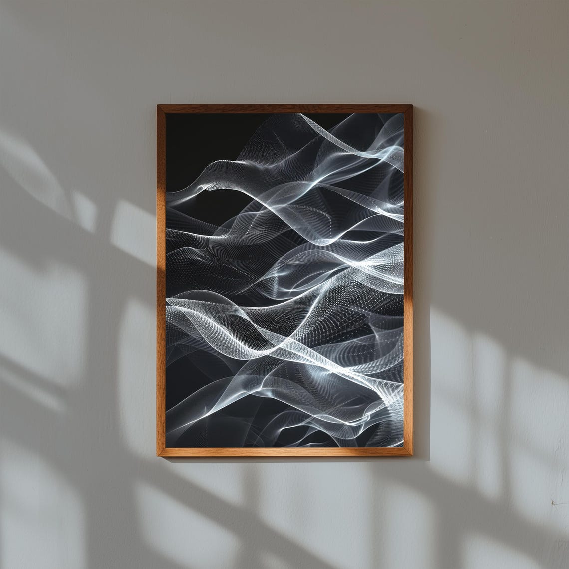 Dramatic Black White Smoke Wave Abstract Minimalist Art Poster