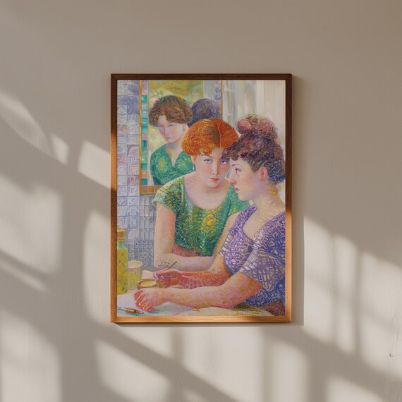 Les Poseuses Style Seurat Pointillist Three Women Neo Art Poster