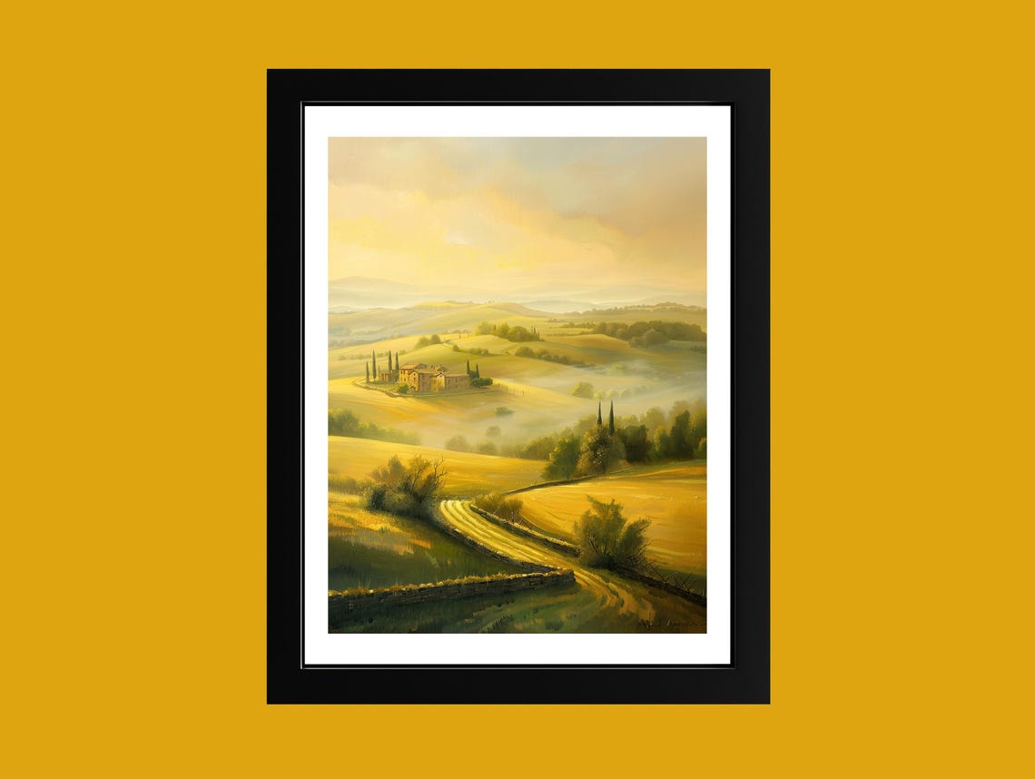 Tuscan Hills at Dawn Misty Villa Cypress Valley Morning Poster