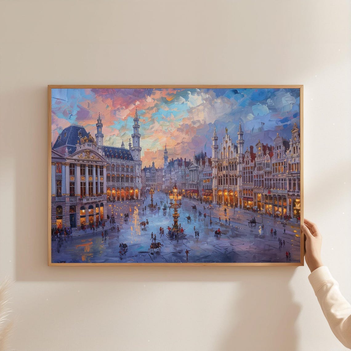 Brussels Grand Place Canvas Print Belgian Cityscape Framed Europe Decor