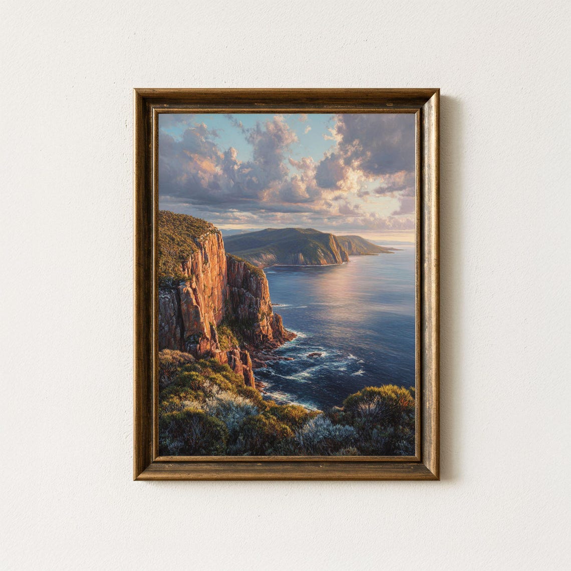 Bruny Island Sunset Seascape Print Tasmania Cliffs Dramatic Ocean Art