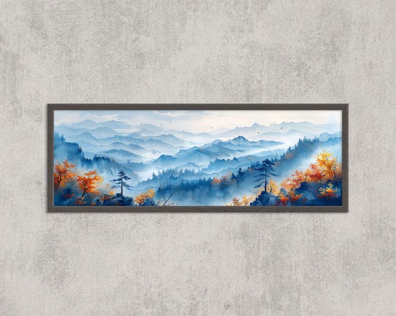 Smoky Mountains Watercolor Panoramic Art Print