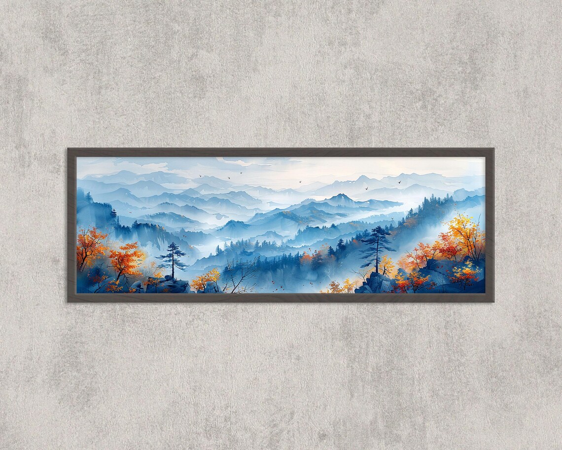 Smoky Mountains Watercolor Panoramic Art Print