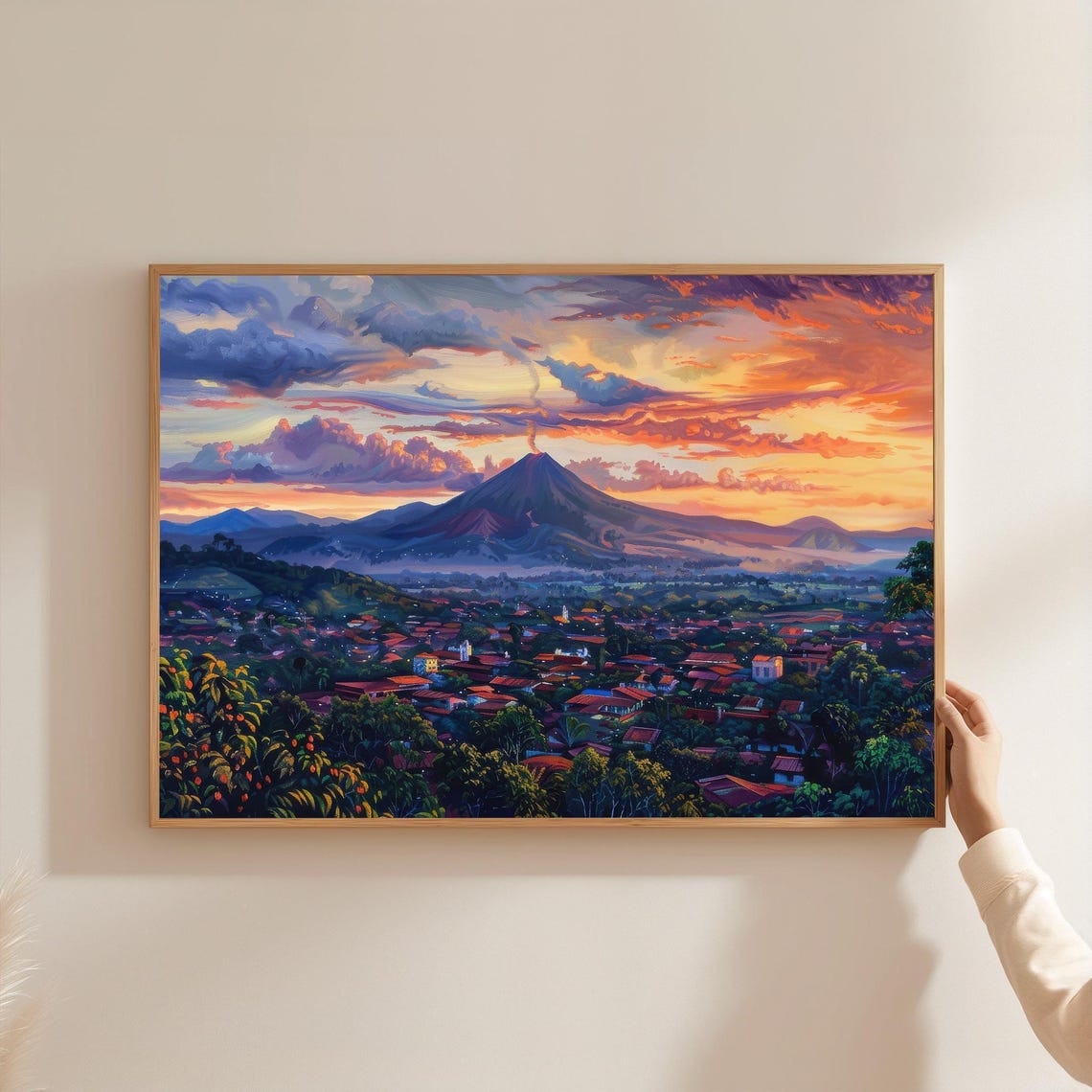 San Jos Costa Rica Sunset Canvas Art Tropical Volcano Cityscape