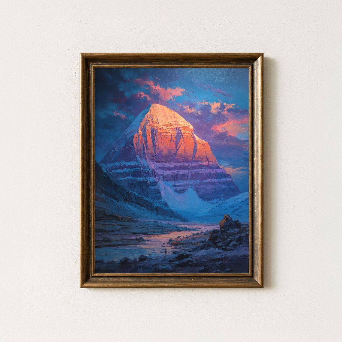 Himalayan Peak at Sunset Snow Mountain Oil Painting Landscape Poster
