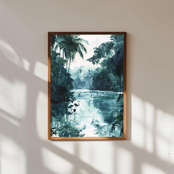 Kinabatangan River Watercolor Print Borneo Jungle Wildlife Art
