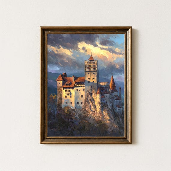 Bran Castle Transylvania Gothic Painting Dracula Romania Art Poster
