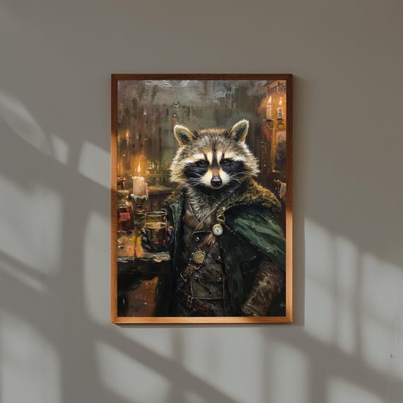 Animal Portrait Print Vintage Style Pet In Suit Funny Wall Art
