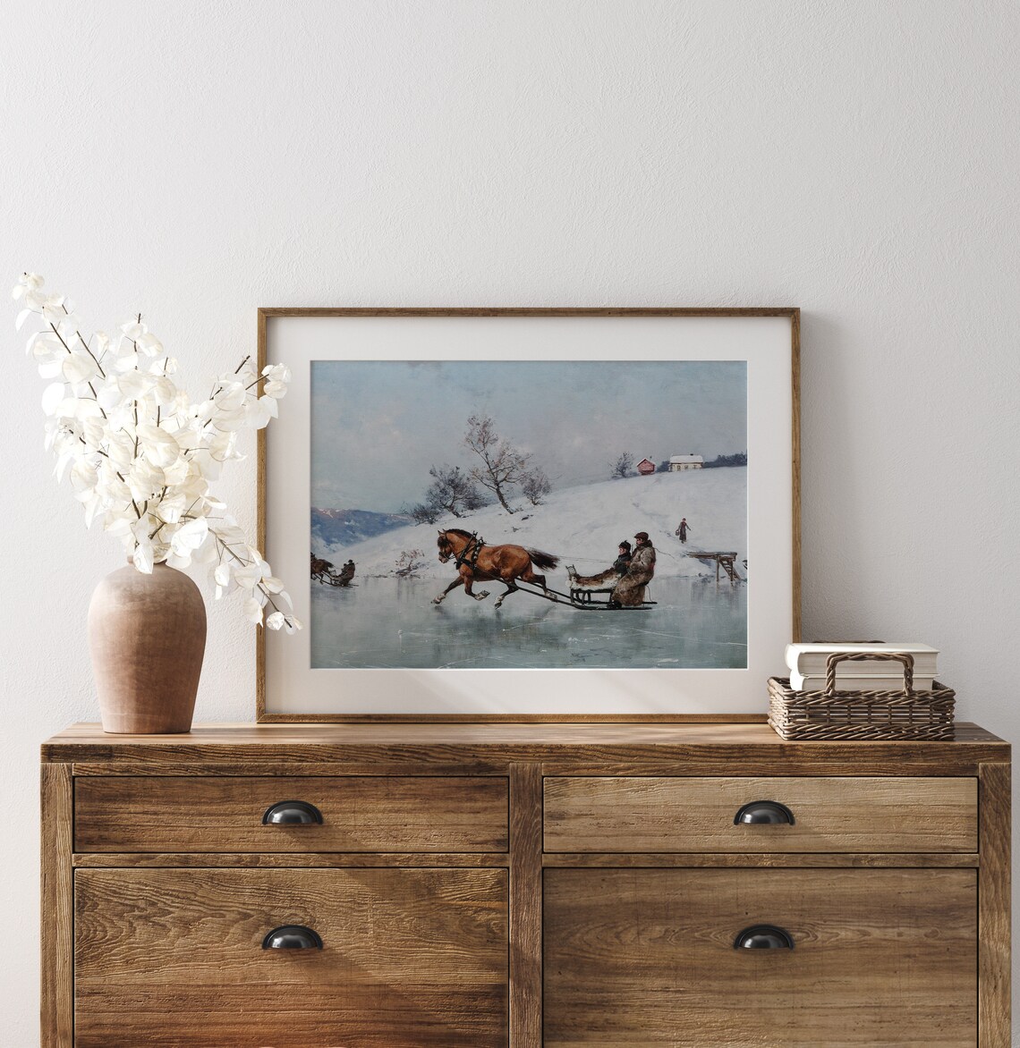 Christmas Sleigh Ride Vintage Winter Landscape Art Print - Image 3