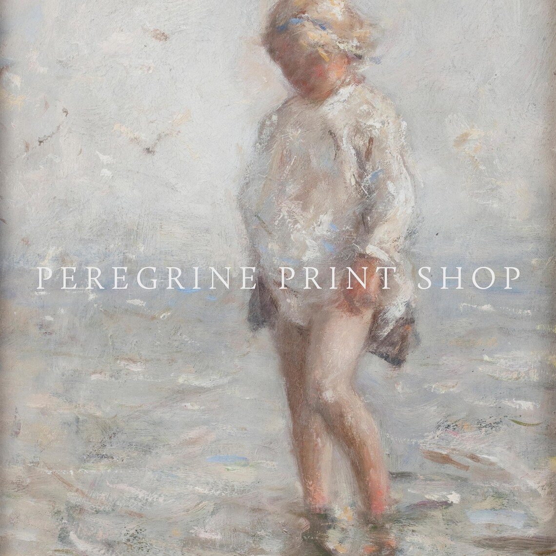 Child Playing In The Ocean, Vintage Nursery Art Print - Image 2