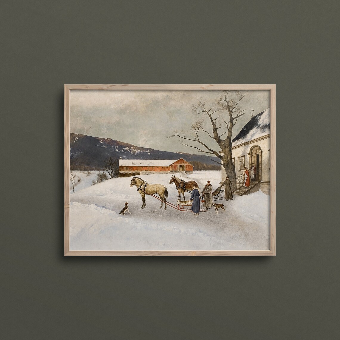Winter Sleigh Ride Vintage Winter Landscape Art Print - Image 2