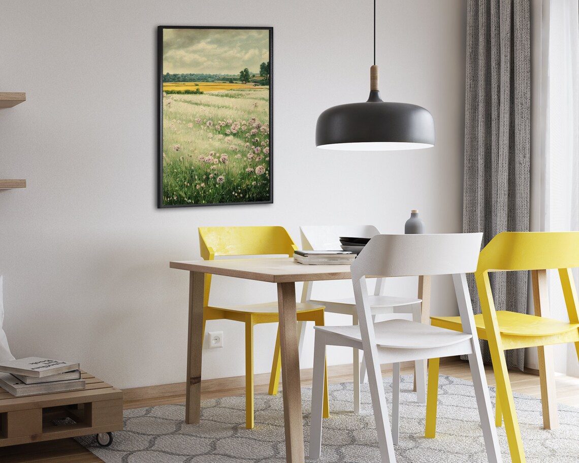 Spring Meadow Wildflower Field Vintage Style Landscape Art Poster - Image 2