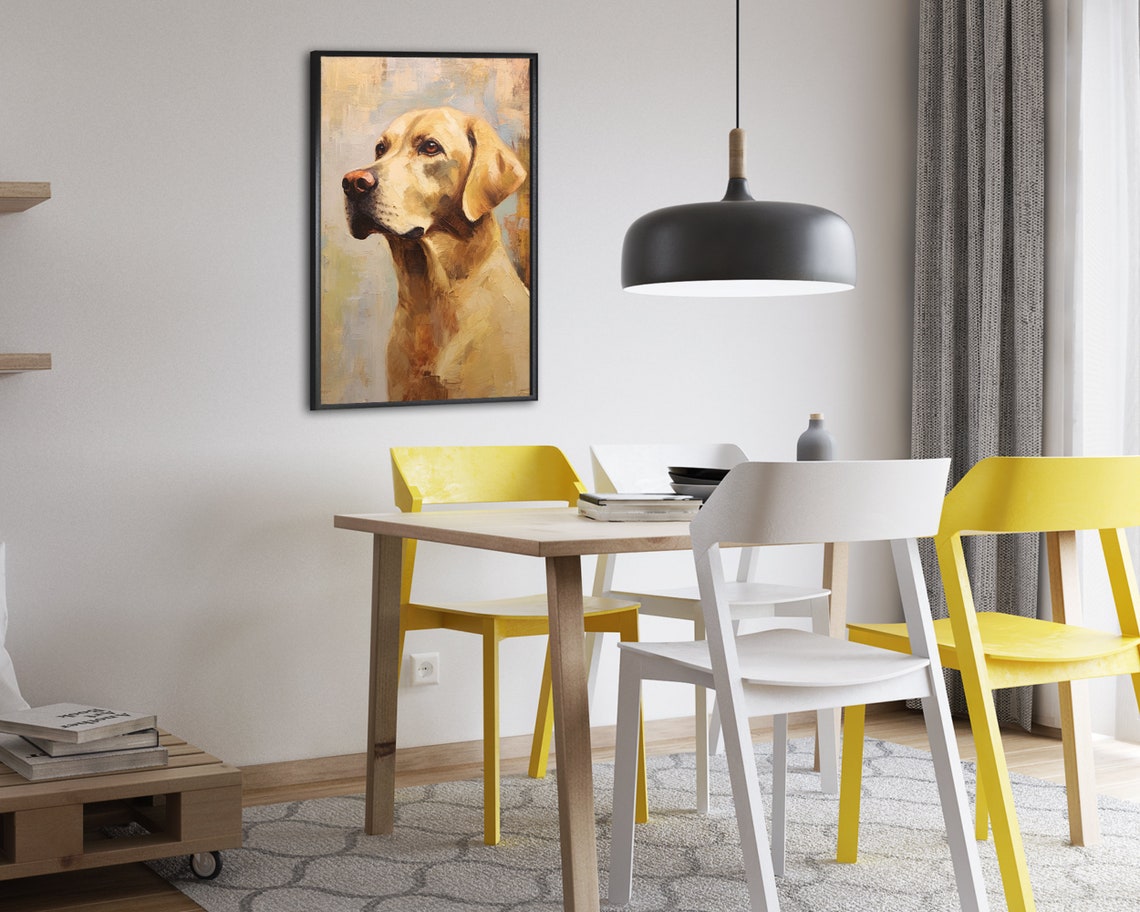Yellow Labrador Retriever Profile Portrait Painterly Dog Poster - Image 2