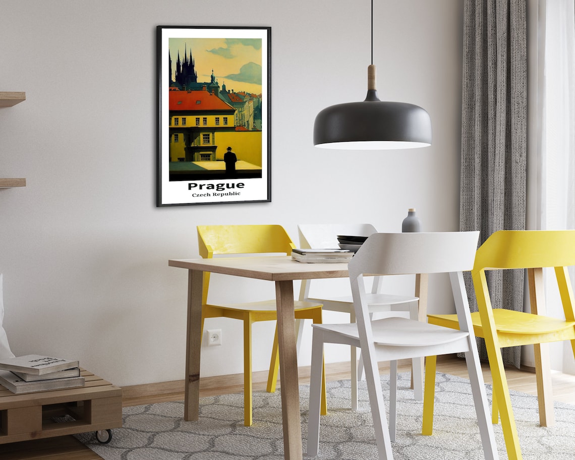 Prague Czech Republic Red Rooftops Spires Vintage Travel Poster - Image 2
