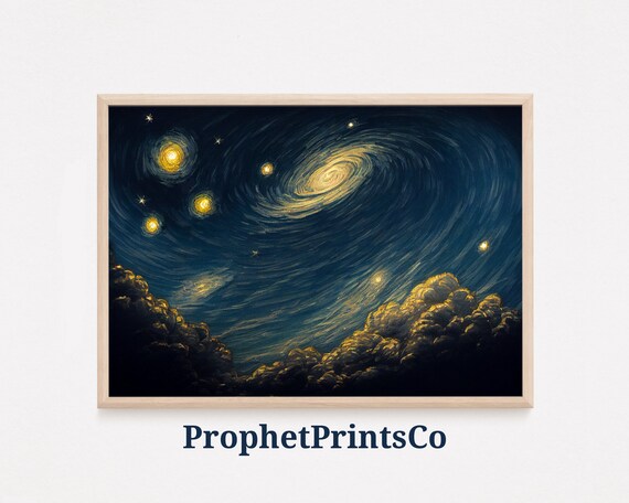 Starry Night Poster Print Spiritual Wall Art Nature Lover Gift Colorful Night Sky Home Dcor Wall Art Digitial