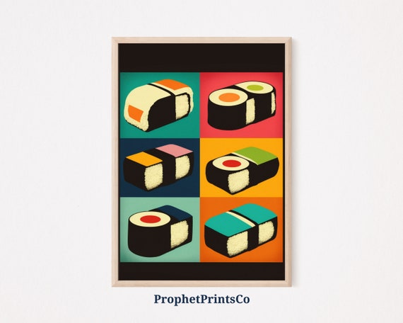Sushi Pop Art Poster Print Cute Kitchen Wall Art Sushi Lover Gift Japanese Food Home Dcor Wall Art Digitial