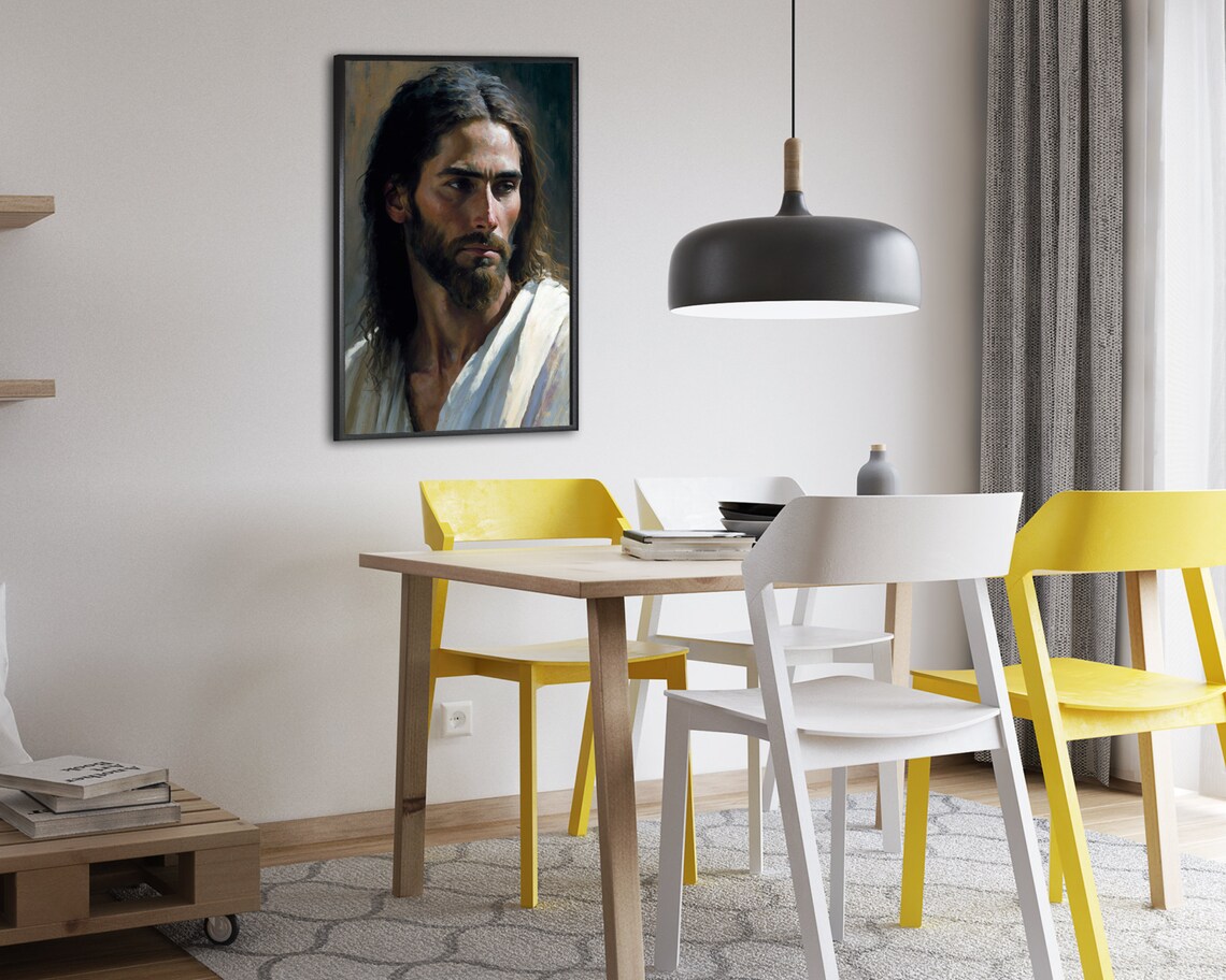 Jesus Christ Oil Painting Portrait Sacred Christian Religious Poster - Image 2