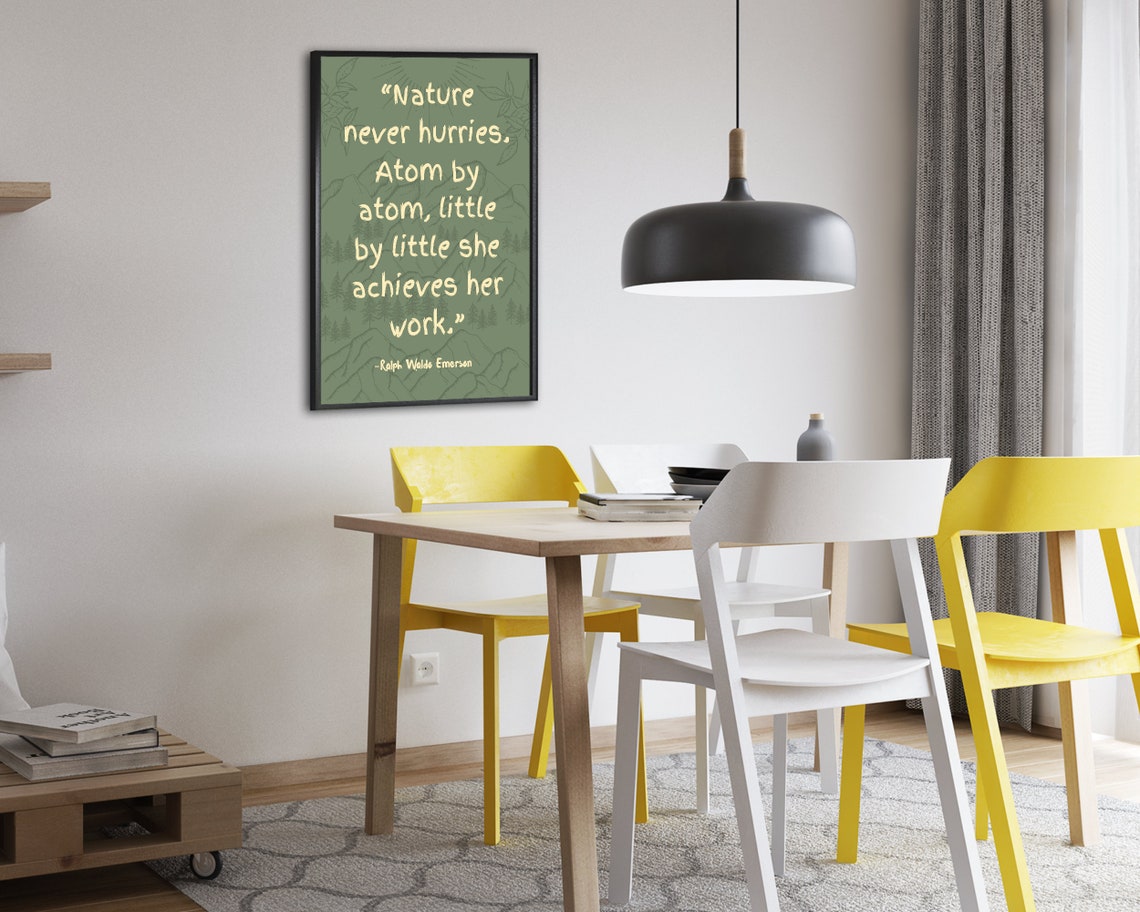 Ralph Waldo Emerson Nature Quote Patience Green Typography Poster - Image 2