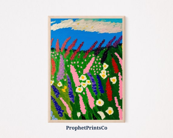 Flower Field Poster Print Wildflower Wall Art Inspired By Matisse Cute Farmhouse Home Dcor Wall Art Digitial