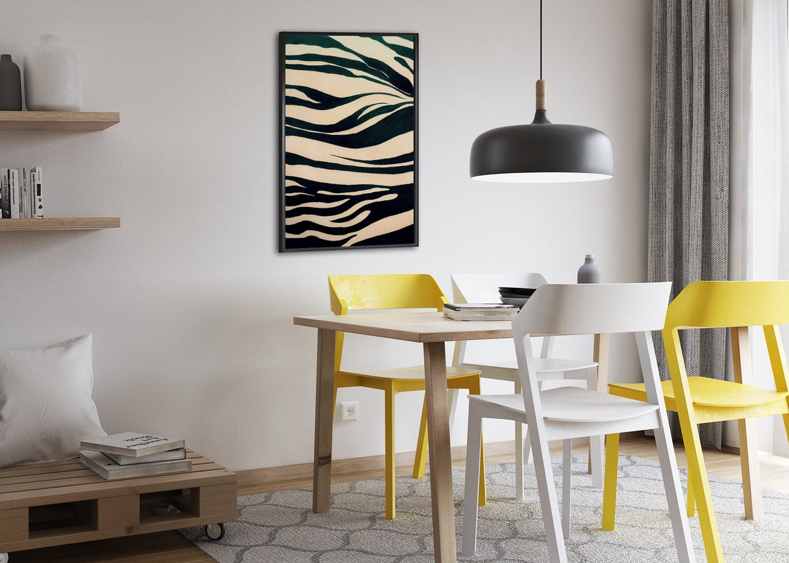 Zebra Stripe Pattern Black Cream Safari Animal Graphic Wall Poster - Image 2