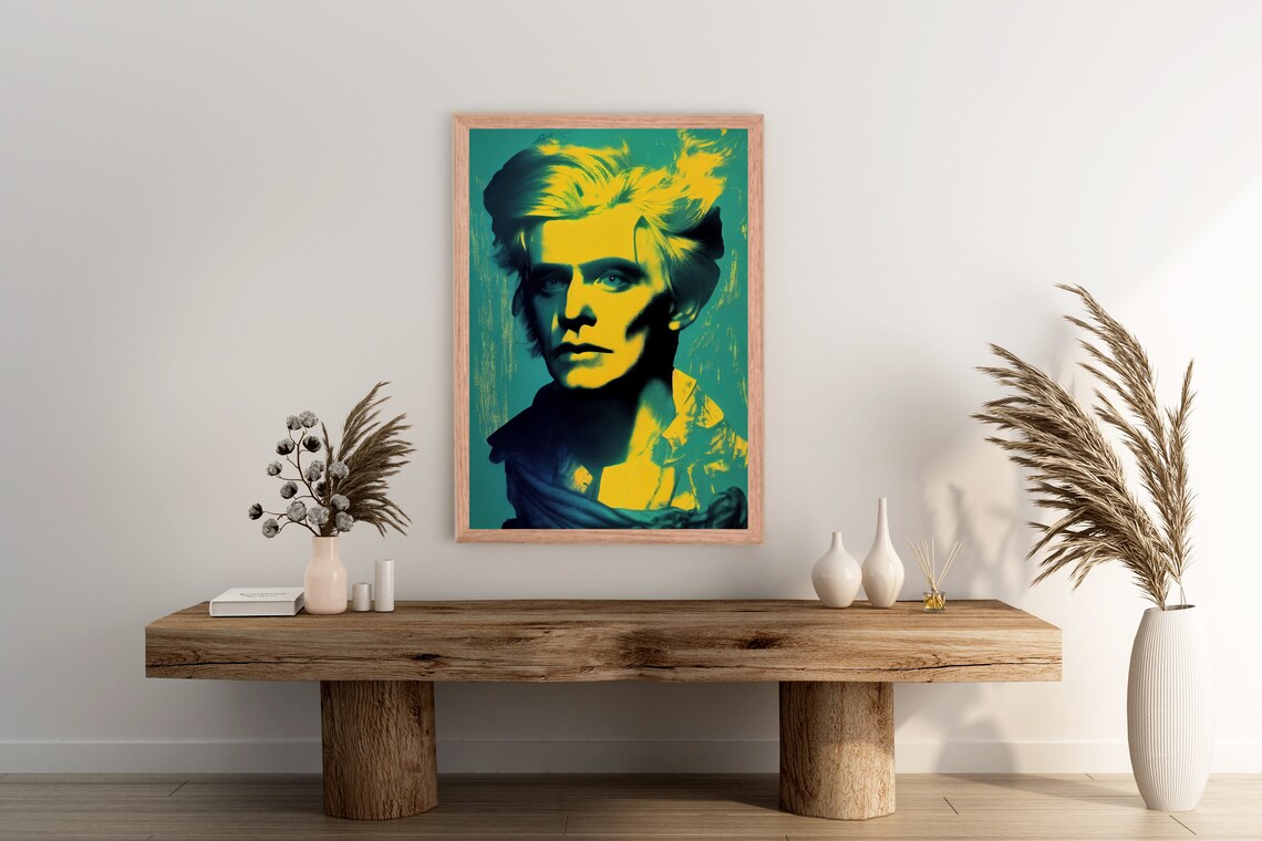 Hades Greek God Neon Pop Art Bust Teal Yellow Mythology Poster - Image 2