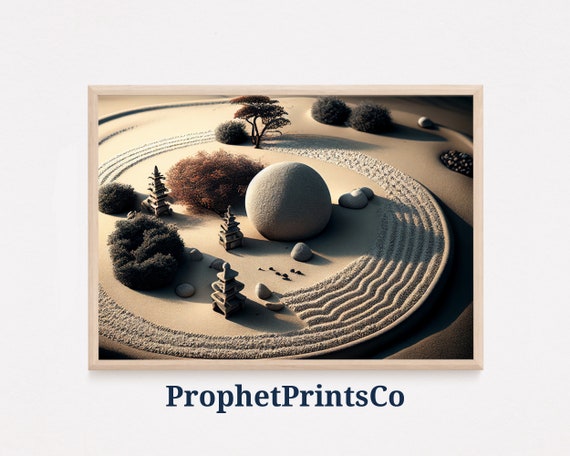 Japanese Zen Garden Poster Print Mindfulness Wall Art Stress Relief Gift Sand Zen Home Dcor Wall Art Digitial