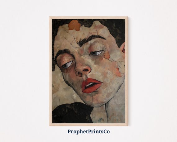 Modern Expressionist Portrait Abstract Female Face Art Emotional Wall Art Unique Decor Contemporary Print Instant