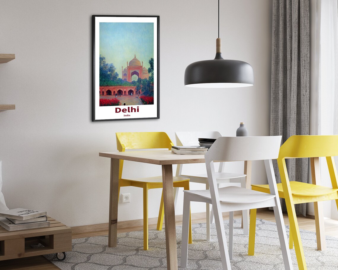 Delhi India Red Sandstone Gateway Gardens Classic Travel Art Poster - Image 2