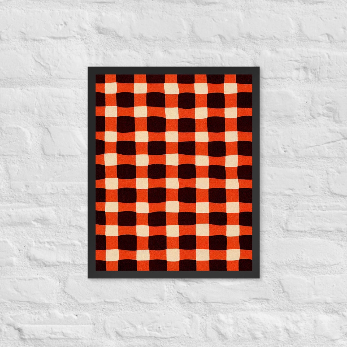 Red Black Checkerboard Pattern Retro Gingham Picnic Style Poster - Image 3
