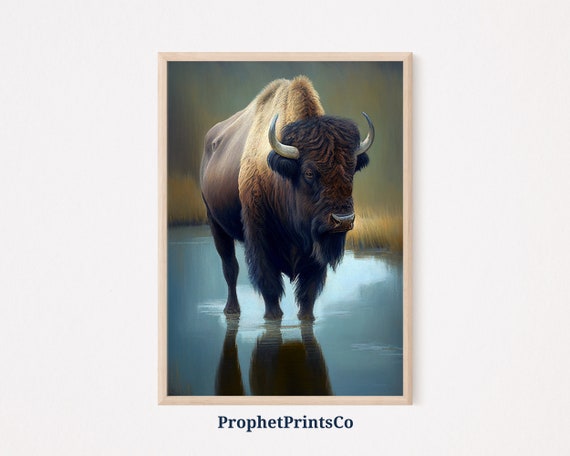 Bison Oil Painting Print Original Animal Wall Art Bison Art Print Buffalo Home Dcor Wall Art