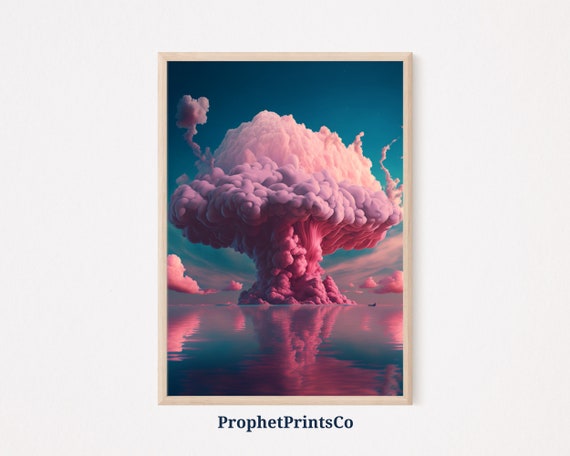 Pink Aesthetic Clouds Poster Print Cute Minimalist Wall Art Gift Cute Pink Cloud Home Dcor Wall Art Digitial