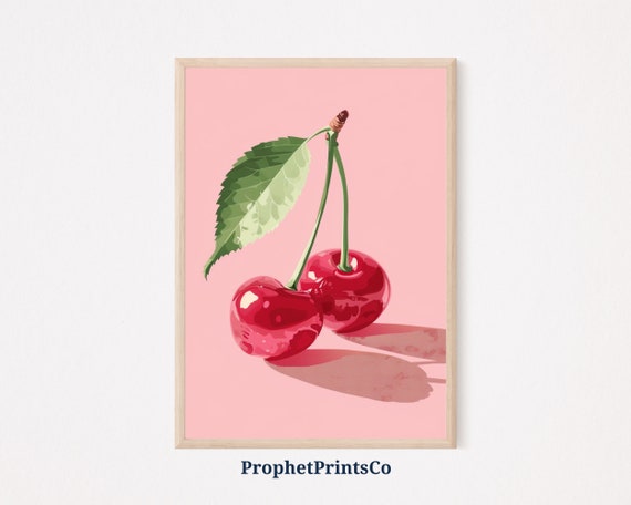 Girly Ma Cherie Cherry Poster Print French Wall Art Cute Gift Bedroom Home Dcor Wall Art