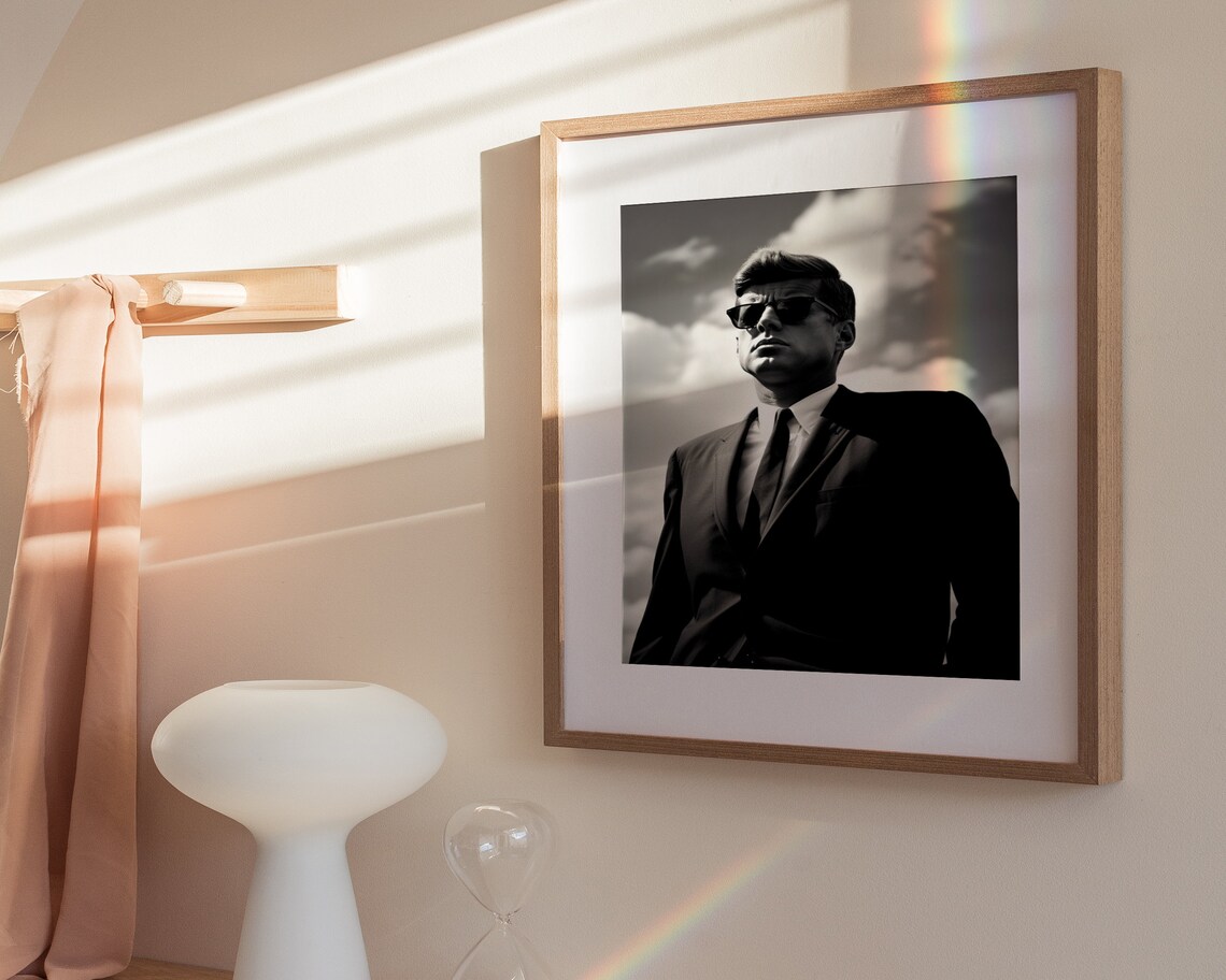 John F Kennedy In Sunglasses Dramatic Sky Portrait Photo Poster - Image 3