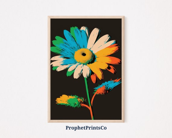 Daisy Pop Art Poster Print Cute Floral Wall Art Daisy Lover Gift Daisy Flower Home Dcor Wall Art Digitial