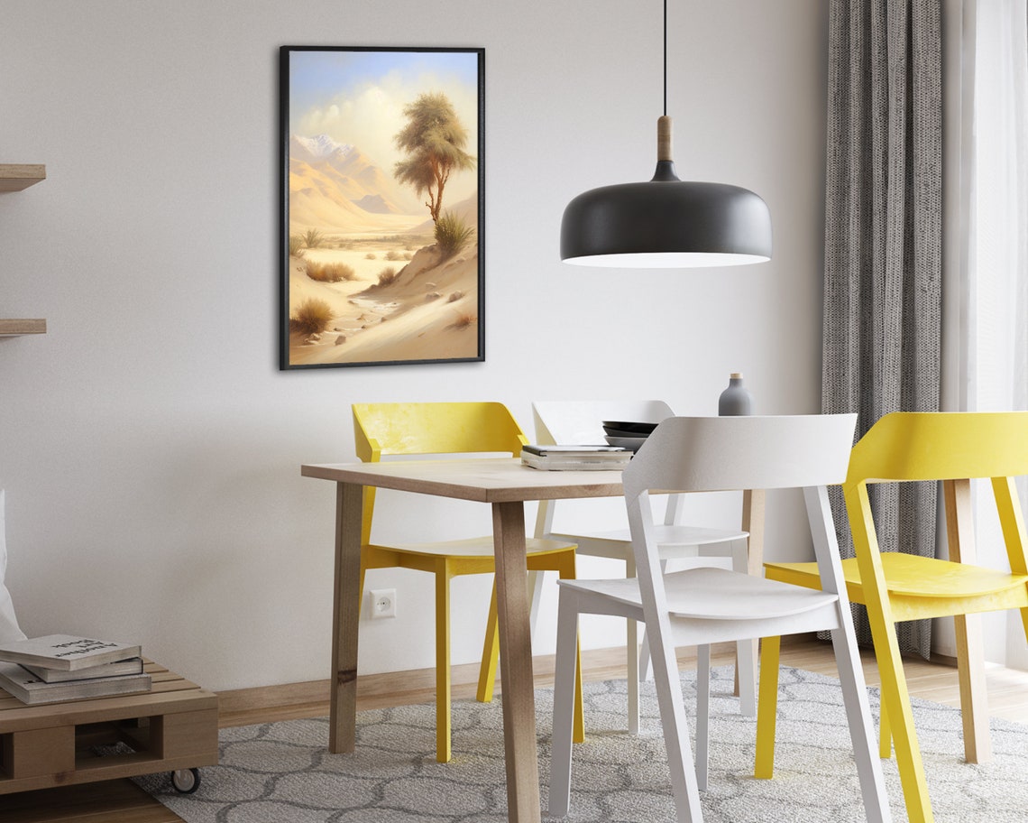 Soft Light Desert Valley With Lone Acacia Tree Hazy Morning Art Poster - Image 2