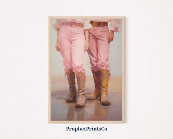Girly Western Wall Art Girly Apartment Decor Retro Print Pink Cowgirl Poster Trendy Wall Art Wall Art