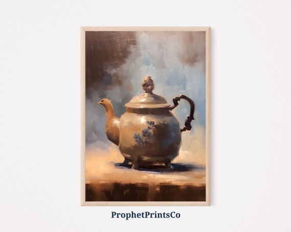 Japanese Tea Pot Painting Print Soft Tonal Wall Art Kitchen Art Print Edo Period Home Decor Wall Art