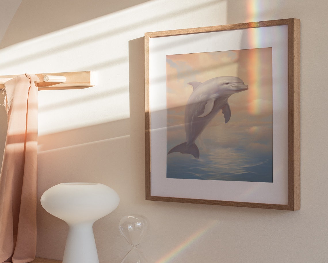 Dolphin Art Dolphin Painting Coastal Beach Art Nursery Print Dolphin Lover Gift Ocean Art Wall Art - Image 3