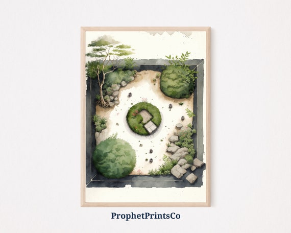 Watercolor Zen Garden Poster Print Japanese Wall Art Stress Relief Gift Zen Garden Home Dcor Wall Art Digitial