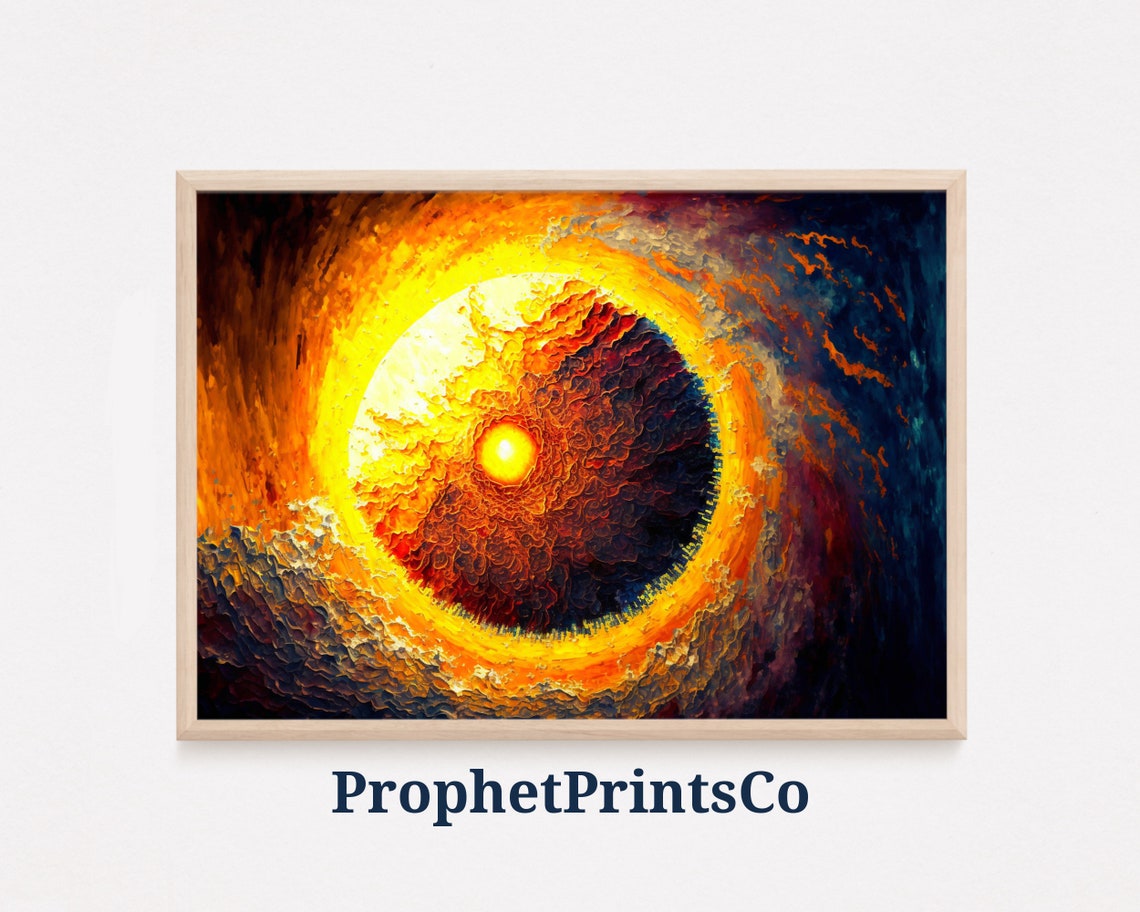 Glowing Sun With Bright Core Partial Eclipse Oil Painting Poster