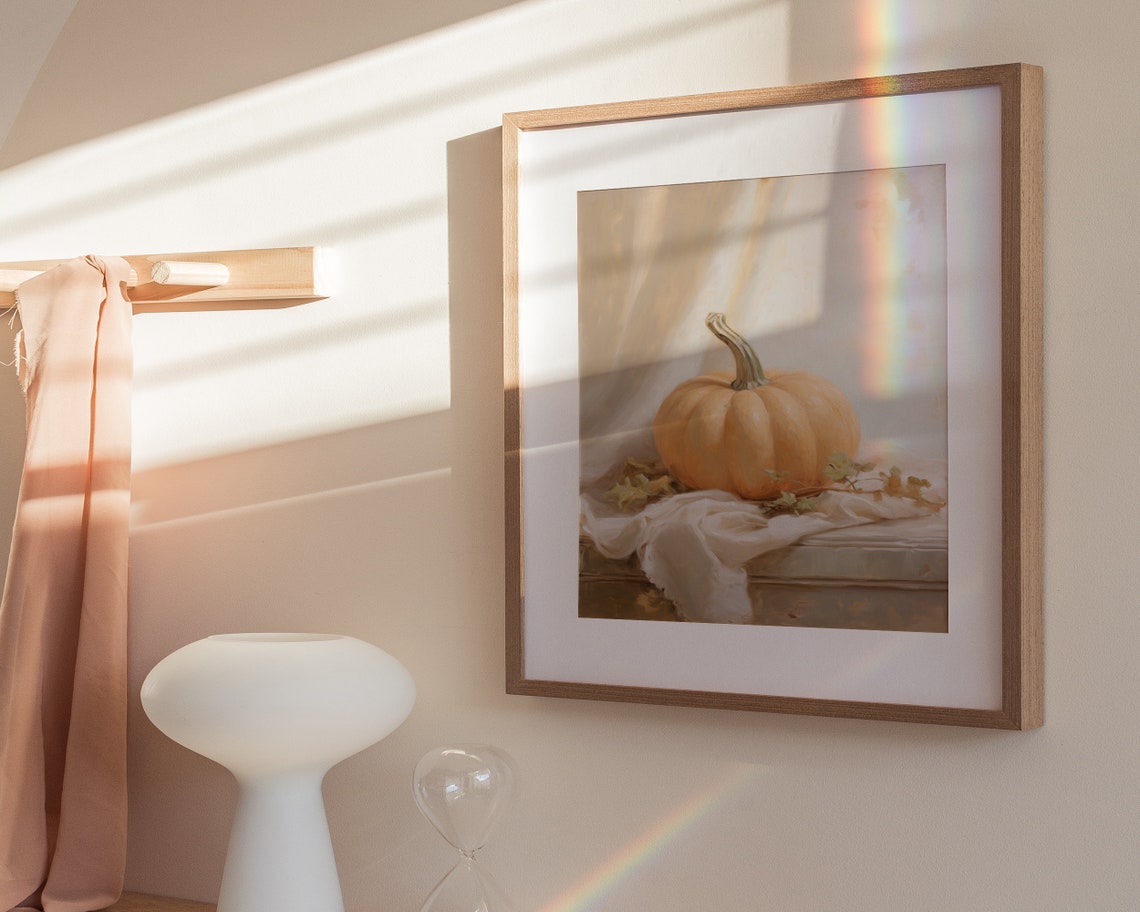 Small Orange Pumpkin Rustic Autumn Harvest Still Life Poster - Image 3