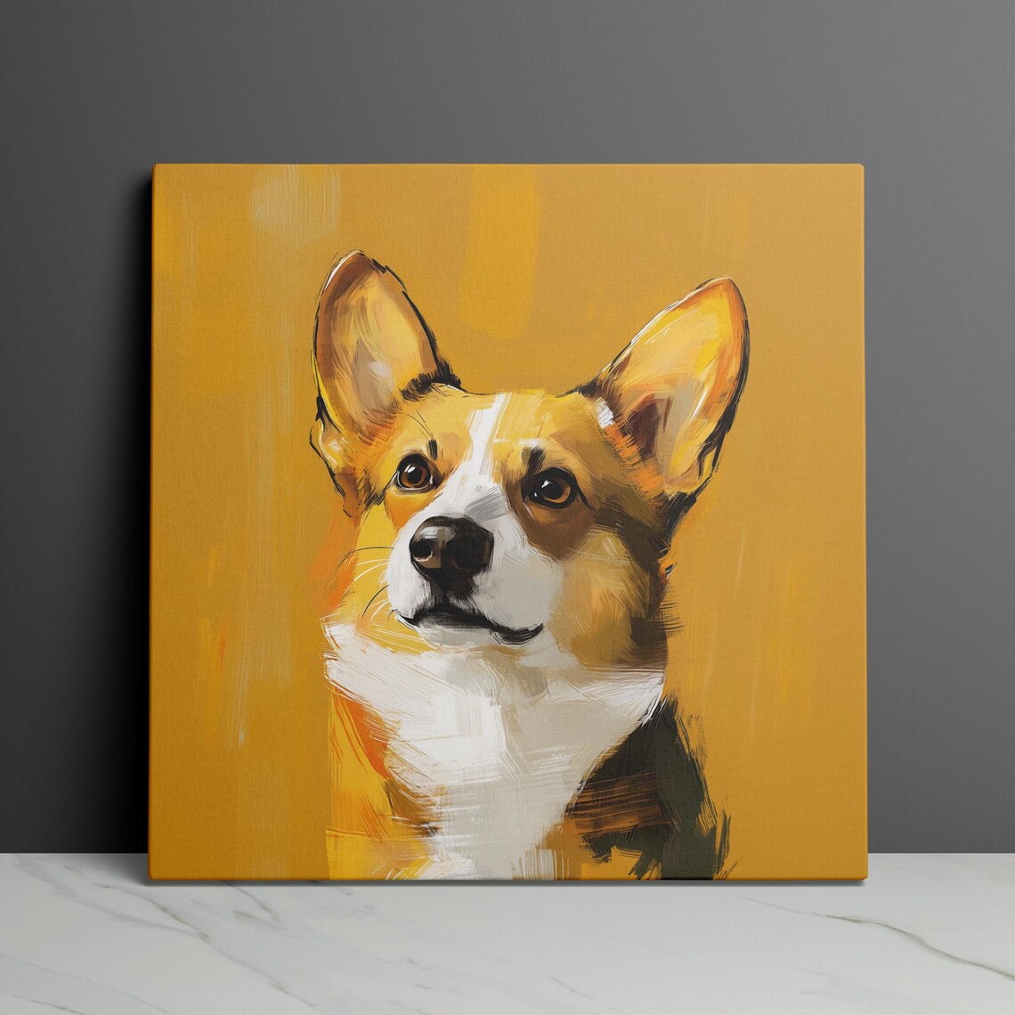 Yellow Corgi Art Print, Cute Dog Wall Decor - Image 3
