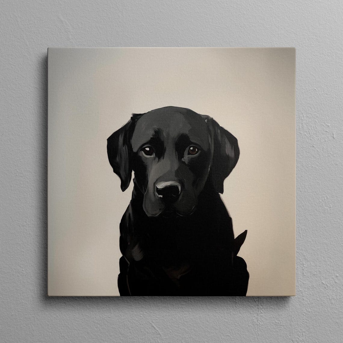 Black Labrador Puppy Minimalist Portrait on Neutral Beige Poster