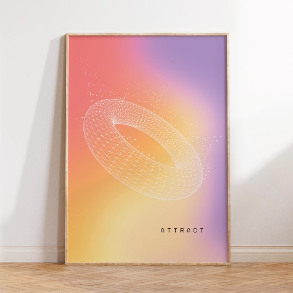Attract Retro Gradient Poster Aura Law Of Attraction Print Yoga Daily Affirmations Divine Feminine Art Neutral Wall Decor